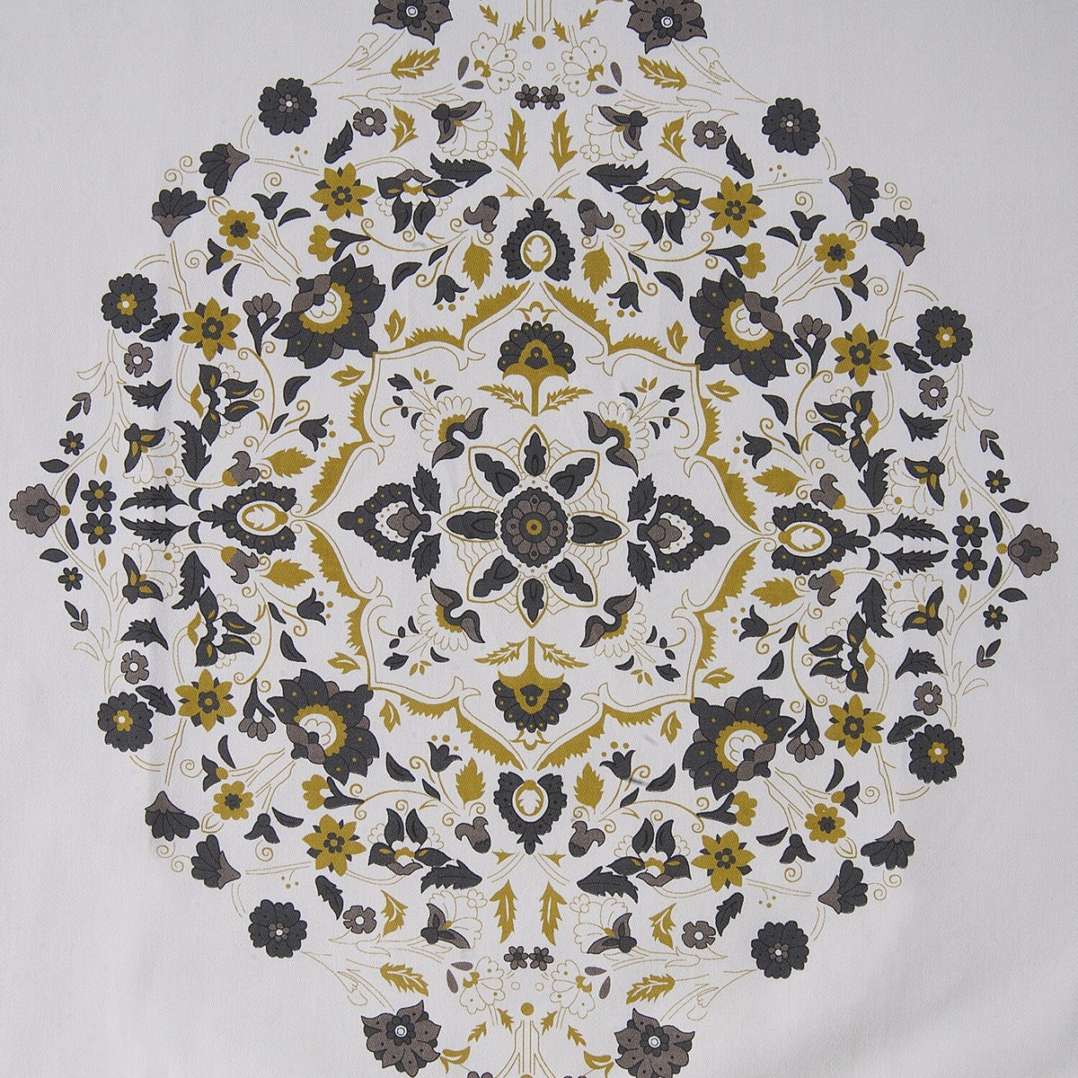 Medallion Damask Printed Cotton Room Darkening Curtain Panel, 1 Piece, 50 in W x 84/96/108/120 in L