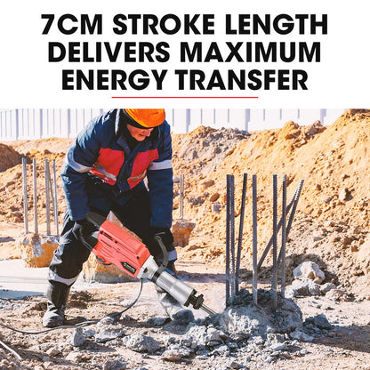 Baumr-AG Electric Demolition Jackhammer 2300W, 3 Chisels, Carry Case - BMJK-23S Mk II BAJHTL04A