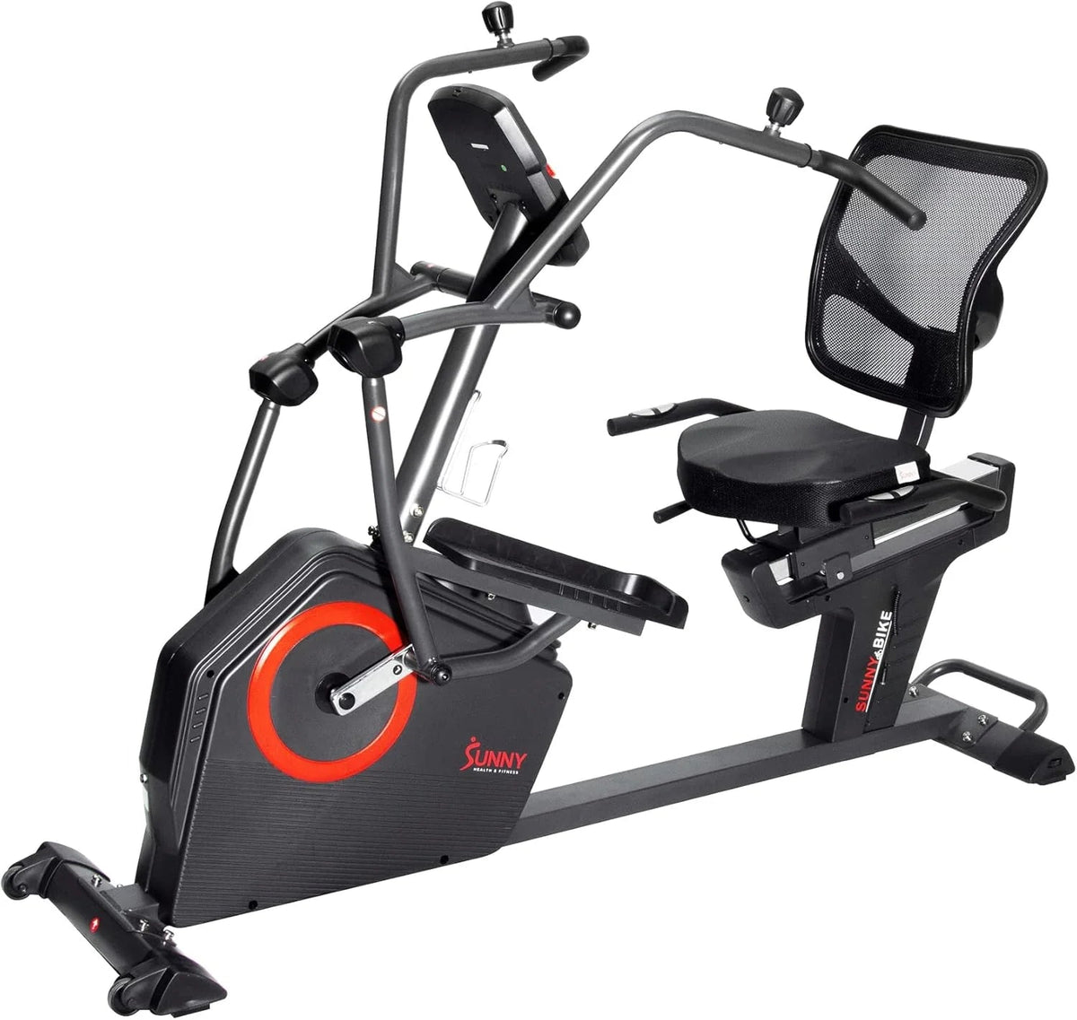 Sunny Health & Fitness Recumbent Cross Trainer Exercise Bike, Black, 71.7 x 33.3 x 50.8 in