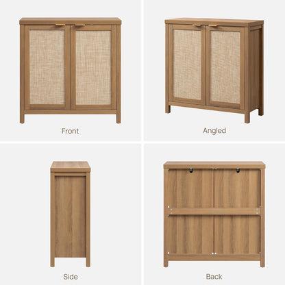 SICOTAS Sideboard Buffet Cabinet, 13.9in D x 68.6in W x 35.4in H, Oak, 2 Pcs