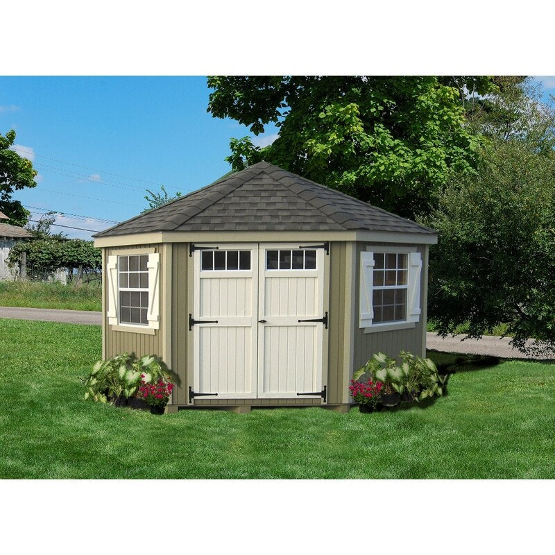 Wooden Storage Shed, 10-Ft. W x 10-Ft. D x 10-Ft. H, Primed Tan