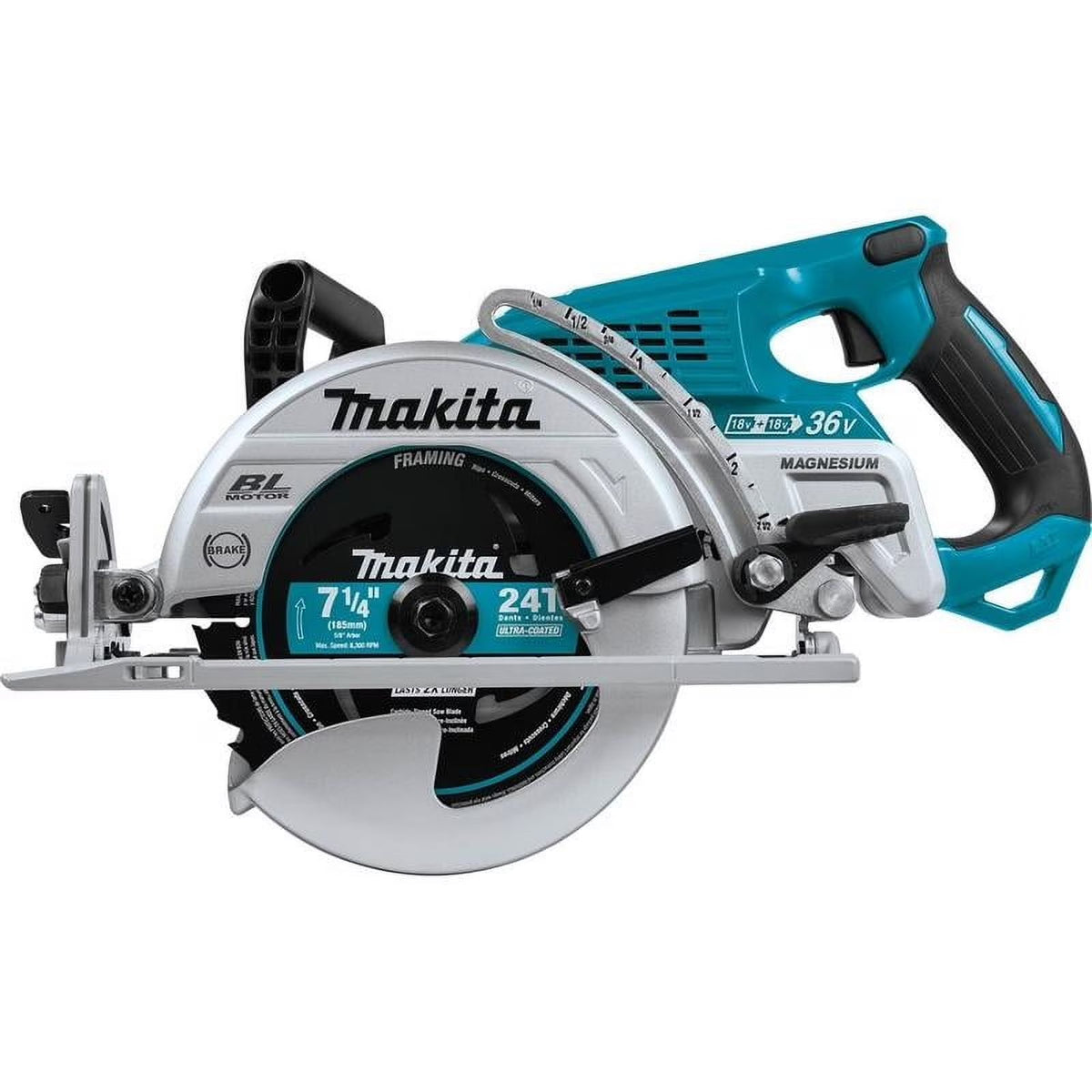 Makita Rear Handle Circular Saw, 7.25 in, 5100 RPM, 36 V DC - XSR01Z