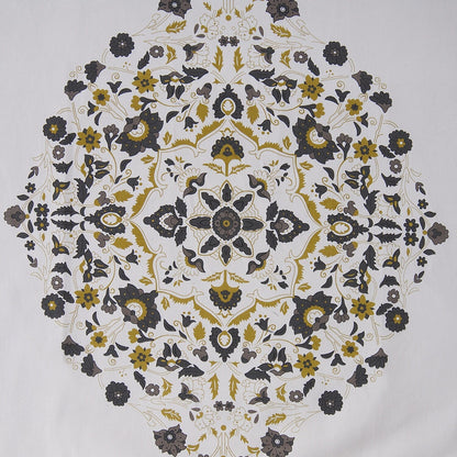 Medallion Damask Printed Cotton Room Darkening Curtain Panel, 1 Piece, 50 in W x 84/96/108/120 in L