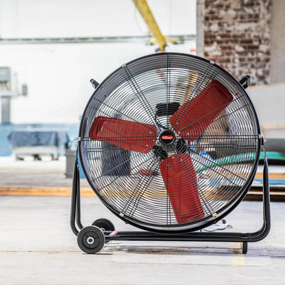 Hyper Tough 30 Inch 2-Speed High Velocity Tilted Drum Fan - Red & Black
