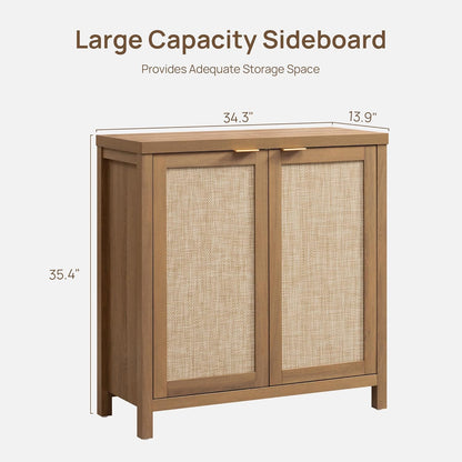SICOTAS Sideboard Buffet Cabinet, 13.9in D x 68.6in W x 35.4in H, Oak, 2 Pcs