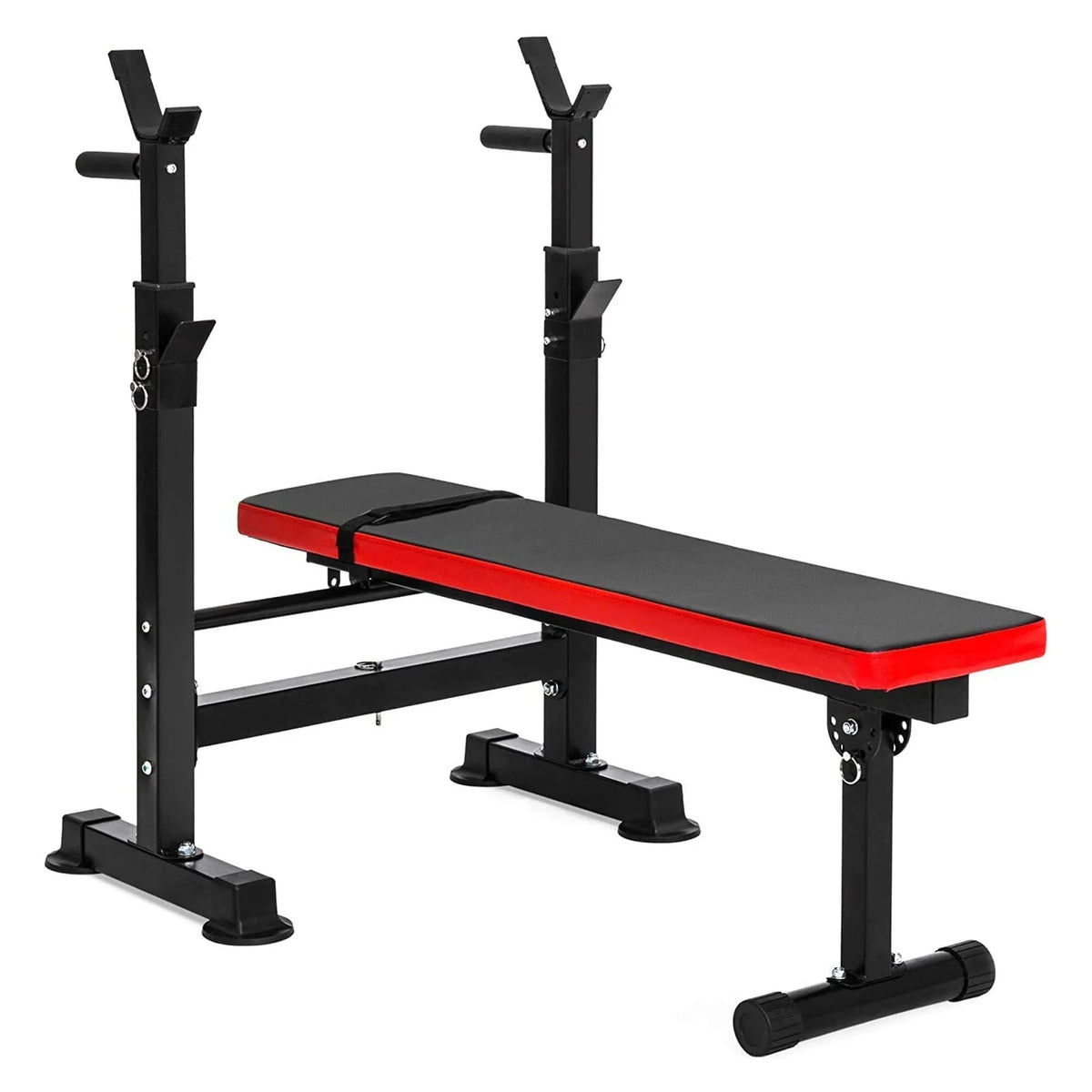 Fitvids Adjustable Olympic Workout Bench With Squat Rack And 100-Pound Barbell Weight Set - LX400