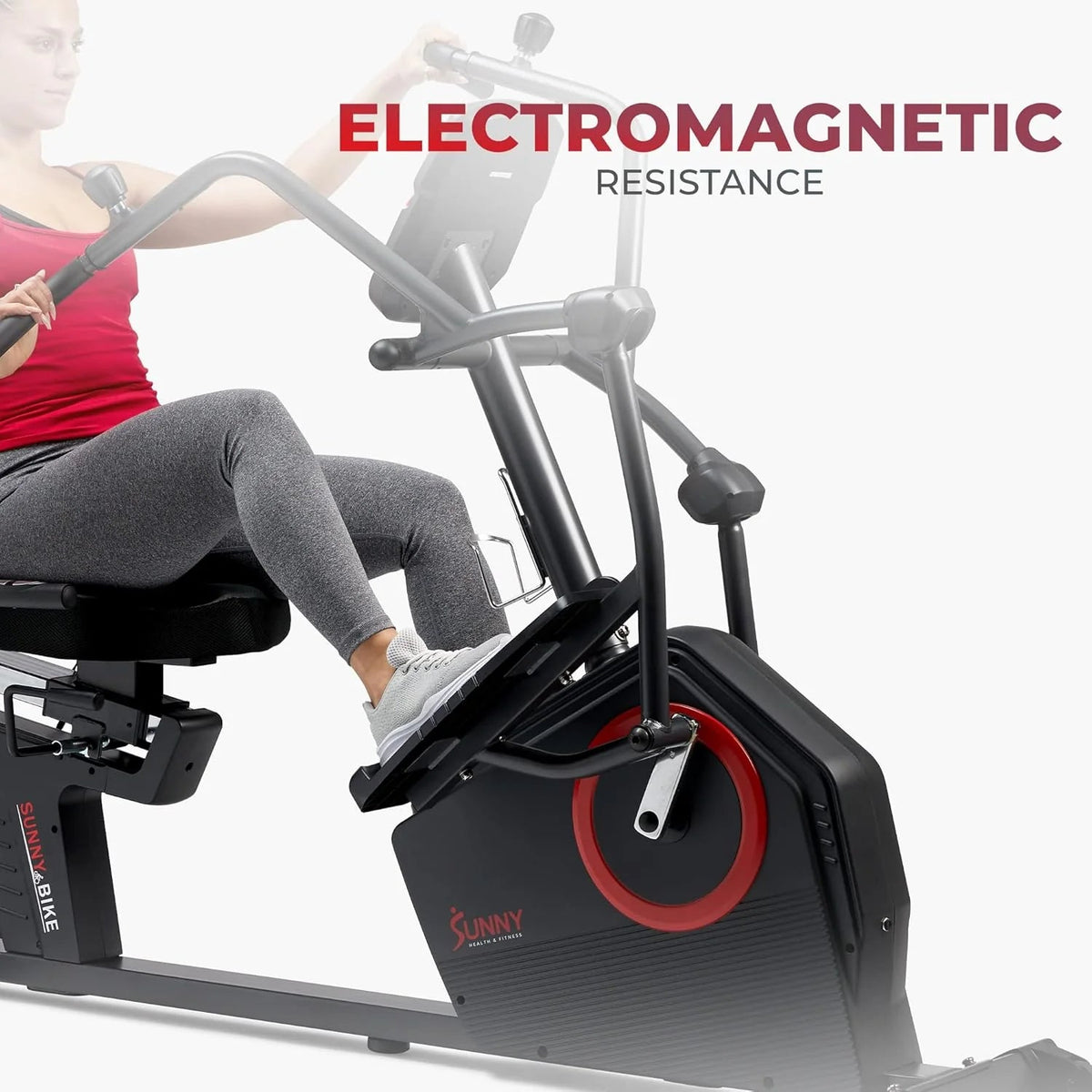 Sunny Health & Fitness Recumbent Cross Trainer Exercise Bike, Black, 71.7 x 33.3 x 50.8 in
