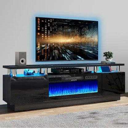70 Inch TV Stand With 36 Inch Electric Fireplace And Adjustable Shelves