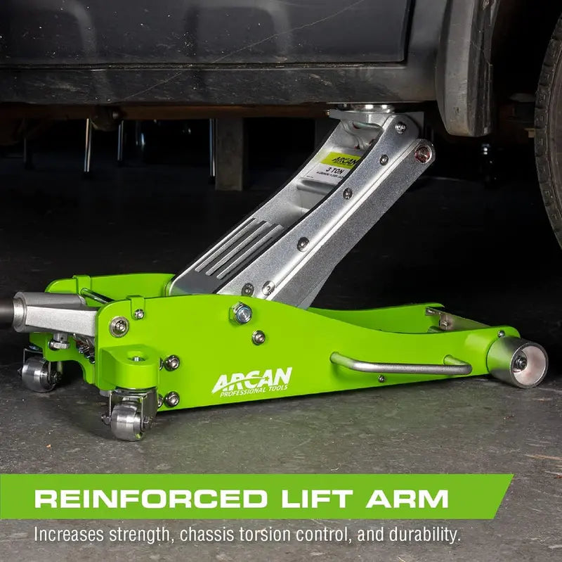 3-Ton Quick-Rise Aluminum Floor Jack, Dual-Piston, Green - A20018/A20019