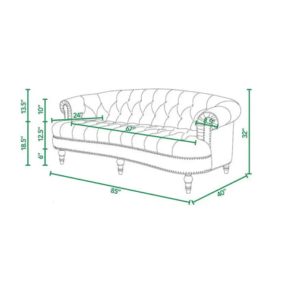 Jennifer Taylor Home La Rosa Chesterfield Sofa, 84-inch Velvet Tufted Upholstery - La Rosa 84 Mid